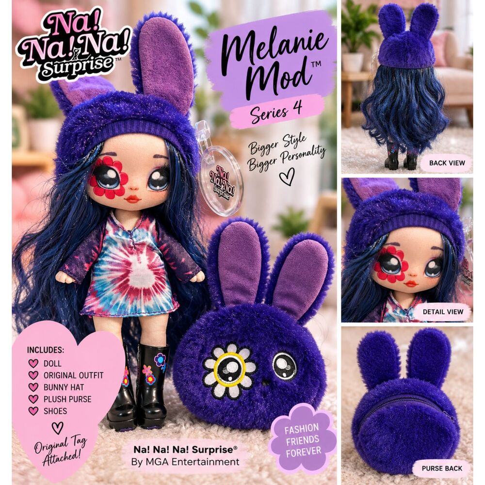 Na! Na! Na! Surprise Melanie Mod Series 4 Doll + Bunny Purse Complete MGA